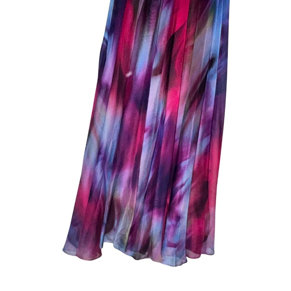 La Femme Multicolor Empire Waist Chiffon Maxi Dress With Beaded Bodice - Picture 7 of 12